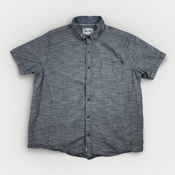 Hurley Shirt Mens Grey Summer Button Down Short Sleeve Collared Size XXL - Picture 1 of 16